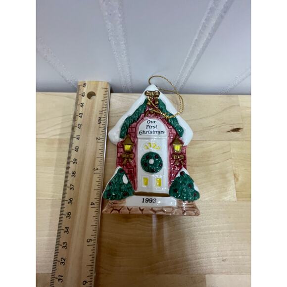Fitz & Floyd Our 1st Xmas "Xmas at our House" 1st Edition 1993 Ornament with Box - Picture 6 of 7